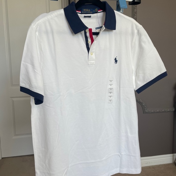 MEN’S Polo White Polo Shirt with Navy Accents - Picture 2 of 3